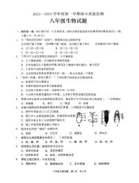 山东省枣庄市峄城区2023-2024学年八年级上学期期中质量检测生物学试卷