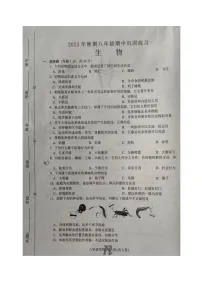 河南省南阳市南召县2023-2024学年八年级上学期期中生物学试题