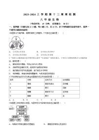 辽宁省鞍山市岫岩满族自治县部分校联考2023-2024学年八年级上学期12月月考生物试题