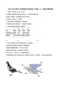 2022-2023学年山东省临沂市河东区八年级（上）期末生物试卷(含详细答案解析)