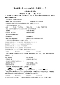 云南省红河州建水实验中学2023-2024学年八年级上学期11月月考生物试卷(无答案)