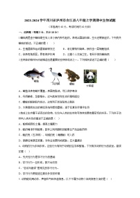 2023-2024学年四川省泸州市合江县八年级上册期中生物测试卷（附答案）