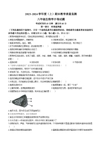 辽宁省丹东市东港市2023-2024学年八年级上学期期末生物试题(无答案)