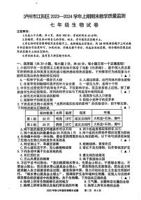 四川省泸州市江阳区2023--2024学年七年级上学期生物期末试卷