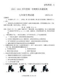 山东省潍坊市潍城区2023-2024学年七年级上学期期末生物试题
