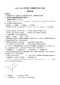 河南省洛阳市嵩县2023-2024学年八年级上学期期末考试生物试题