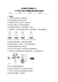 山东省枣庄市薛城区2023-2024学年八年级上学期期末素养监测生物试卷(含答案)