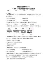 河南省南阳市邓州市2023-2024学年七年级上学期期中质量评估生物试卷(含答案)