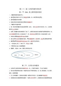 第二十二章 生物的遗传和变异-【必背知识】八年级生物下册必背知识清单（苏教版八下）