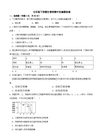 2024年北师大版七年级下学期生物学期中仿试题附答案