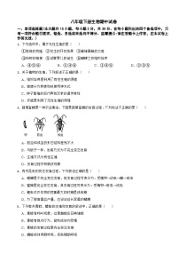 广西南宁市2024年八年级下册生物期中试卷(附答案）