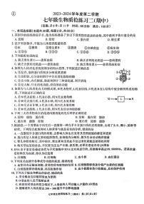 广东省湛江市廉江市2023-2024学年七年级下学期4月期中生物学试题