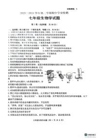 山东省滨州市无棣县2023-2024学年七年级下学期期中学业检测生物试卷