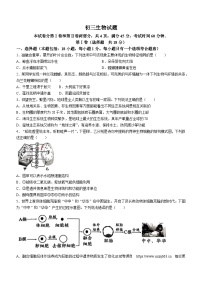 2024年山东省淄博市博山区中考一模生物试卷(无答案)