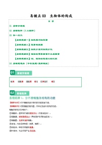 备战2024年中考生物专题-易错点03 生物体的构成-备战2024年中考生物专题(全国通用)-(原卷版+解析版)