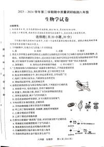 256，河南省洛阳市伊川县2023-2024学年八年级下学期4月期中生物试题