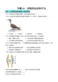 2024年中考生物真题分项汇编（全国通用）-专题10 动物的运动和行为（原卷版+解析版）