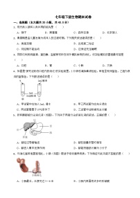 北京市海淀区2024年七年级下册生物期末试卷（附答案）