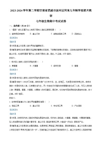 甘肃省武威市凉州区河东九年制学校联片教研2023-2024学年七年级下学期期中生物试题（解析版）