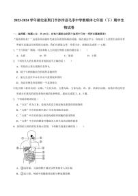 [生物][期中]湖北省荆门市沙洋县毛李中学教联体2023～2024学年七年级下学期期中考试试卷(有解析)