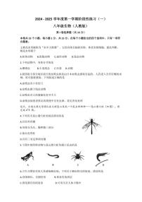 [生物]山西省临汾市蒲县2024～2025学年八年级上学期第一次月考学试题(有答案)