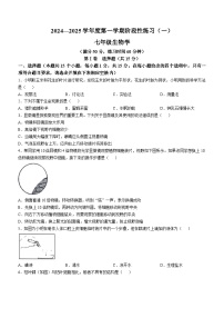 山西省临汾市洪洞县第二中学校2024-2025学年七年级上学期10月月考生物试题(无答案)