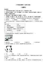 安徽省阜阳市太和县2024-2025学年八年级上学期10月月考生物试题(无答案)