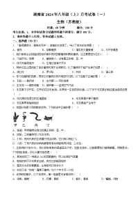 湖南省多校联考2024-2025学年八年级上学期月考卷（一）生物试题（苏教版）(无答案)