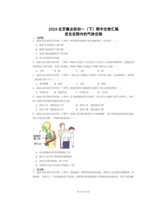 2024北京重点校初一下学期期中真题生物分类汇编：发生在肺内的气体交换