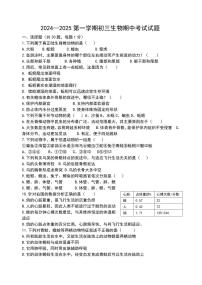 山东省威海经济技术开发区2024-2025学年八年级上学期11月期中生物试题