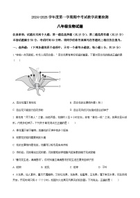 山东省宁津县大庄中学2024-2025学年八年级上学期生物期中检测试题