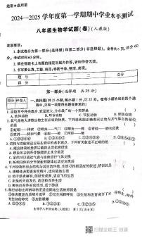 陕西省西安市高陵区2024-2025学年八年级上学期期中学业水平测试生物试卷