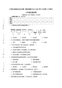 江苏省盐城市东台市第一教育联盟2024-2025学年七年级上学期11月期中生物试题