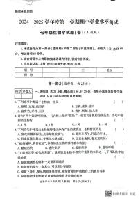 陕西省西安市高陵区2024-2025学年七年级上学期期中学业水平测试生物试卷