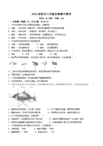 湖南省衡阳市耒阳市2024-2025学年八年级上学期九校期中联考生物试题(无答案)