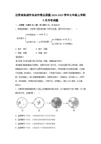江苏省盐城市东台市第五联盟2024-2025学年七年级上学期9月月考生物试卷(解析版)