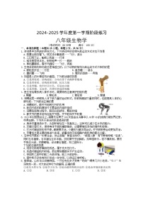 安徽省黄山市歙县2024-2025学年八年级上学期期中考试生物试题