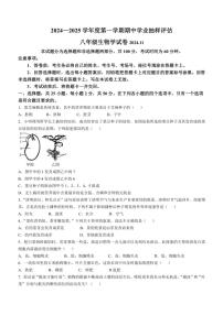 河北省唐山市路南区2024～2025学年八年级(上)期中生物试卷(含答案)