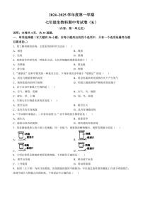 广东省汕头市潮阳区多校2024～2025学年七年级(上)期中生物试卷(含答案)