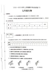 河南省漯河市舞阳县2024-2025学年七年级上学期期中考试生物试卷