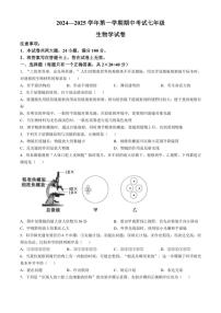 河南省洛阳市嵩县2024～2025学年七年级(上)期中生物试卷(含答案)