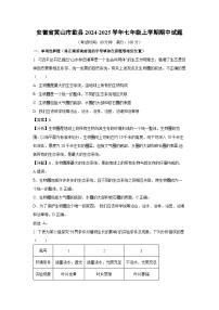 2024~2025学年安徽省黄山市歙县七年级(上)期中生物试卷(解析版)