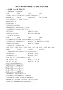 2024～2025学年山东省威海经济技术开发区八年级(上)期中生物试卷(含答案)