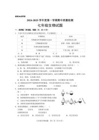 2024～2025学年山东省济南市东南片区七年级(上)期中生物试卷(含答案)