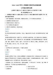 云南省楚雄彝族自治州双柏县2024-2025学年七年级上学期期中生物学试题（解析版）-A4