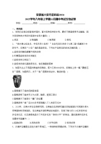 安徽省六安市霍邱县2024-2025学年八年级上学期11月期中考试生物试卷(含答案)