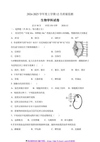 2024～2025学年辽宁省辽阳市第一中学七年级(上)12月月考生物试卷(含答案)