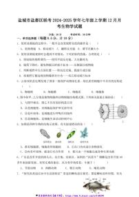 2024～2025学年江苏省盐城市盐都区联考(月考)七年级(上)12月月考生物试卷(含答案)