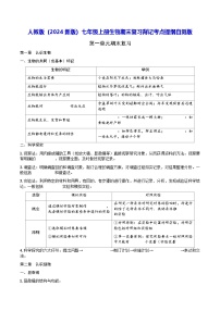 人教版（2024新版）七年级上册生物期末复习背记考点提纲自测版 学案（含答案）