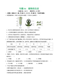 中考生物第二轮复习专题练习专题04 植物的生活（测试）（原卷版）